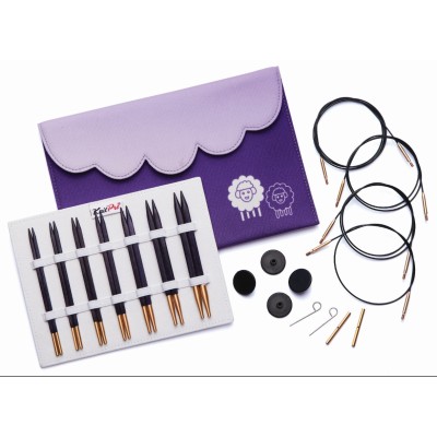Knitpro Jadore kübik altın detaylı misinalı şiş seti-13cm -Normal Uç Knitpro Jadore kübik altın detaylı misinalı şiş seti-13cm -Normal Uç