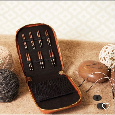 KnitPro Ginger Mini Değiştirilebilir Misinalı Şiş Seti (5 cm) – 7 Uç (3.0–6.0 mm)