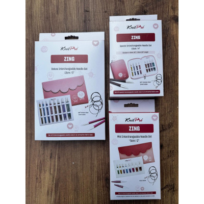 Knitpro Zing 13 cm Normal-Zing 10 cm Kısa-Zing 5cm mini Uçlu Şiş set -Dev İndirim Knitpro Şİş Set