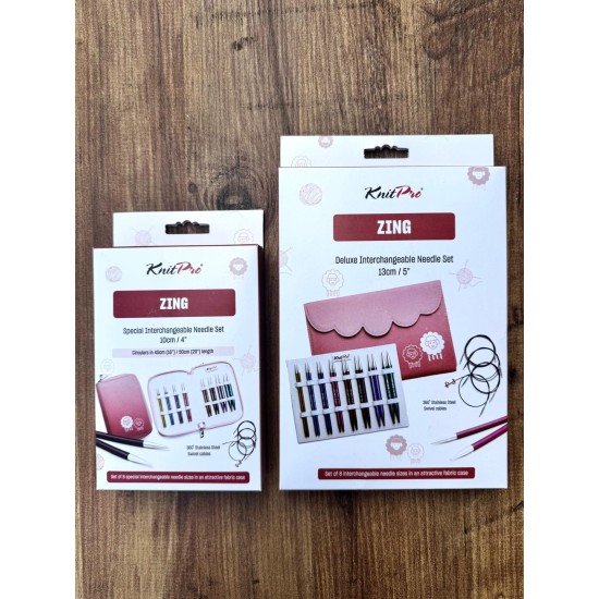 Knitpro Zing !3 cm Normal-Zing 10 cm Kısa Uçlu Şiş set -Dev İndirim Knitpro Şİş Set
