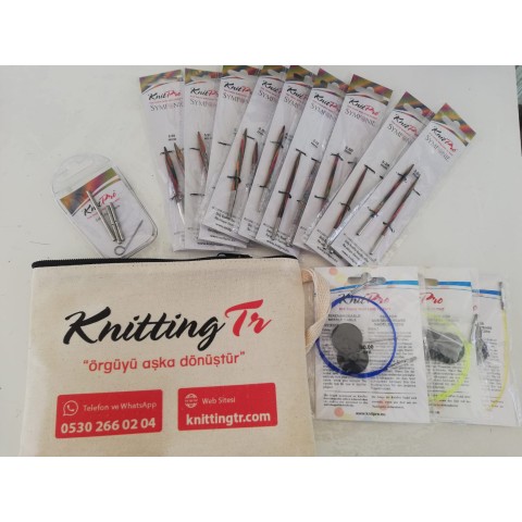 KnitPro Symfonie Special Ucu Değiştirilebilir Kısa Misinalı Örgü Şiş Seti- Kısa Uç