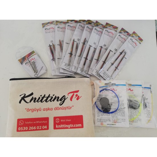Knitpro Symfonie Special Ucu Değiştirilebilir Kısa Misinalı Örgü Şiş Seti- Kısa Uç