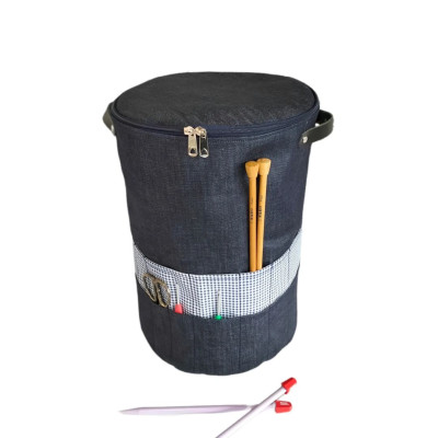 Kot Kumaşlı, Kapaklı örgü proje çantası - Hobi Çantası - Yün ve tığ organizer Kot Kumaşlı, Kapaklı örgü proje çantası - Hobi Çantası - Yün ve tığ organizer