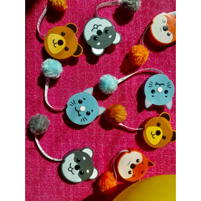 ponpon kuyruk hayvan figürlü mezura 