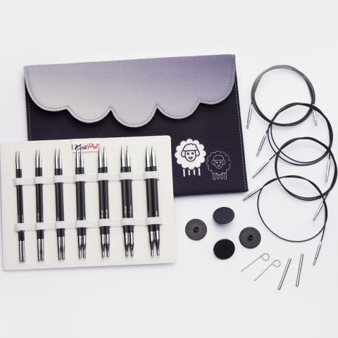KnitPro Karbonz Midi Değiştirilebilir Misinalı Şiş Seti – 13 cm