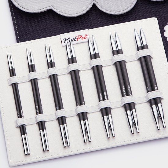 KnitPro Karbonz Midi Değiştirilebilir Misinalı Şiş Seti – 13 cm