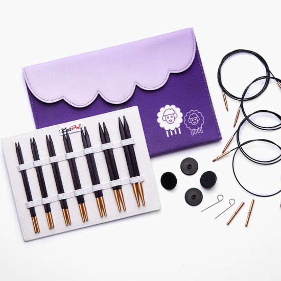 KnitPro Jadore kübik altın detaylı misinalı şiş seti-13 cm -Normal Uç