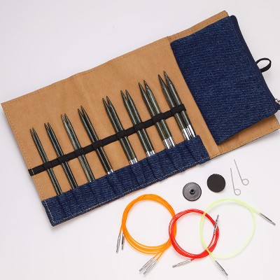 KnitPro İndigo Ahşap Değiştirilebilir Misinalı Şiş Seti - Normal Uç - Denim Set - 13 cm KnitPro İndigo Ahşap Değiştirilebilir Misinalı Şiş Seti - Normal Uç - Denim Set - 13 cm
