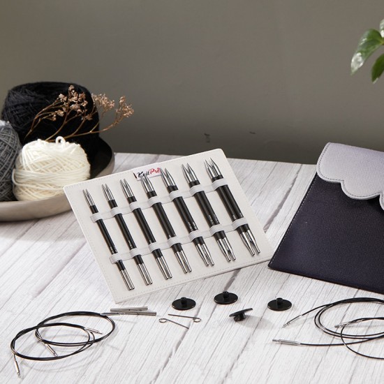 KnitPro Karbonz Midi Değiştirilebilir Misinalı Şiş Seti – 13 cm