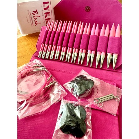 Lykke Blush Pembe 13 cm Değiştirilebilir Misinalı Örgü Şiş Seti - Huş ağacı