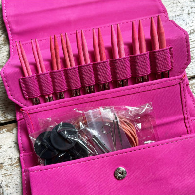 Lykke Blush Pembe 9 cm Değiştirilebilir Misinalı Kısa Örgü Şiş Seti - Huş ağacı