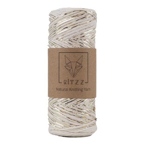 knittingtr Pullu İp – Ekru Gold Simli Pullu