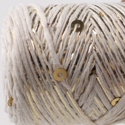 knittingtr Pullu İp – Ekru Gold Simli Pullu