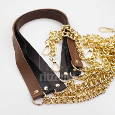 Premium Kalite Zincirli Çanta Sapı Deri Gold / 20MM Premium Kalite Zincirli Çanta Sapı Deri Gold / 20MM