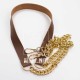 Premium Kalite Zincirli Çanta Sapı Deri Gold / 20MM