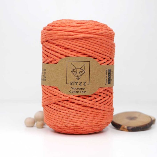 Turuncu Tek Burgulu Pamuk İp String Makrome İp // 3mm