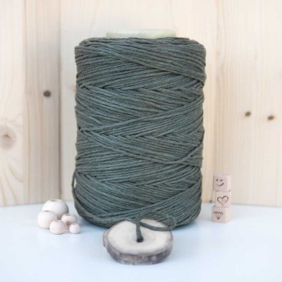 Haki Tek Burgulu Pamuk İp String Makrome İp // 3mm Haki Tek Burgulu Pamuk İp String Makrome İp // 3mm