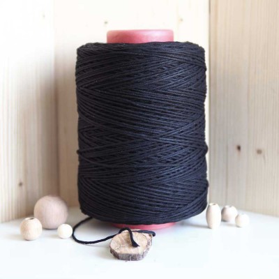 Siyah Tek Burgulu Pamuk İp String Makrome İp // 2mm Siyah Tek Burgulu Pamuk İp String Makrome İp // 2mm