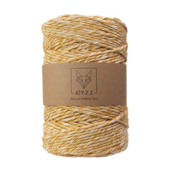 Tek Burgulu Pamuk Makrome ipi // 5mm // Krem Hardal Kırçıllı