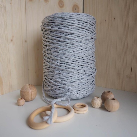 Açık Gri Tek Burgulu Pamuk İp String Makrome İpi // 3mm
