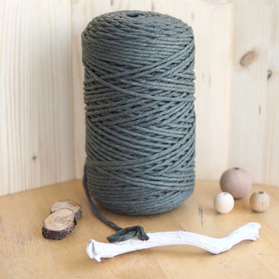 Haki Tek Burgulu Pamuk İp String Makrome İpi 5mm