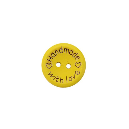 Renkli Handmade Yazılı Ahşap Düğme 20 MM (10 Adet)