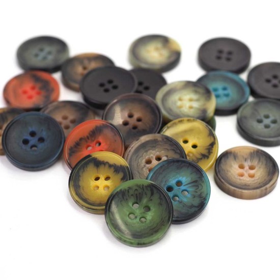 Ebruli Yuvarlak Hırka Düğmesi 4 Delikli 21 MM KD-2527