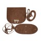 Premium Kalite Oval Tabanlı Sırt Çantası Seti Suni Deri Gold Aparatlı 22x19CM