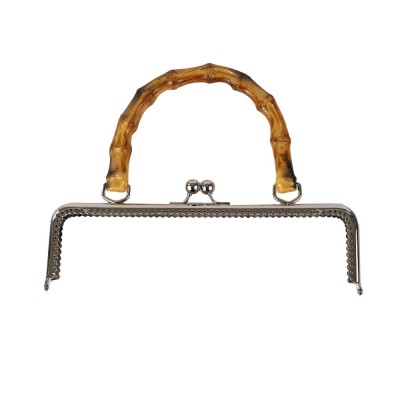 Bambu Görünümlü Saplı Vintage Metal Çanta Bursu 25 CM