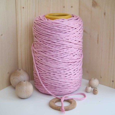 Pembe Tek Burgulu Pamuk İp String Makrome İp // 3mm
