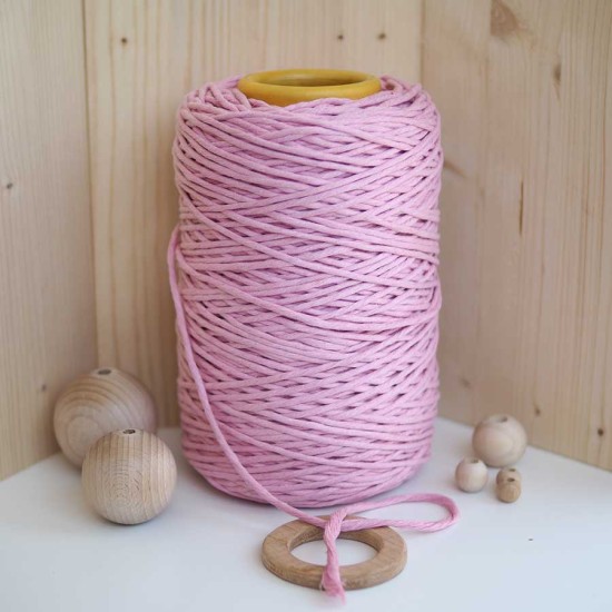 Pembe Tek Burgulu Pamuk İp String Makrome İp // 3mm