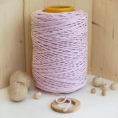 Açık Pembe Tek Burgulu Pamuk İp String Makrome İp // 3mm