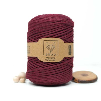 Bordo Tek Burgulu Pamuk İp String Makrome İp // 3mm