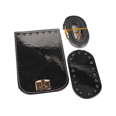 11×17 Kapaklı Parlak Mini Çanta Seti (Gold Aparatlı)