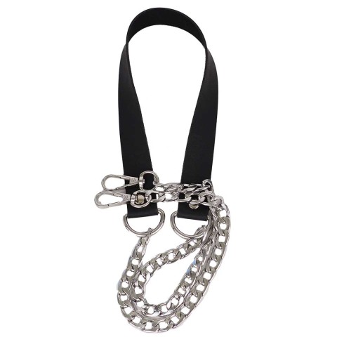 Premium Kalite Zincirli Çanta Sapı Deri Gümüş 20 MM