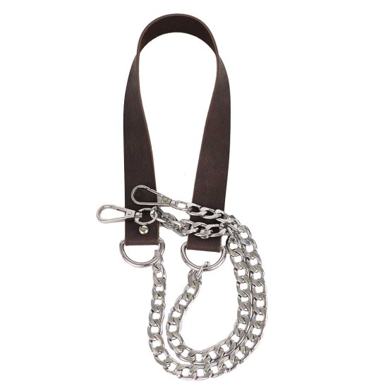 Premium Kalite Zincirli Çanta Sapı Deri Gümüş 20 MM