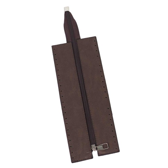 Premium Suni Deri Fermuar 26×10 CM (Gümüş)