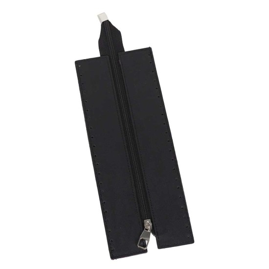Premium Suni Deri Fermuar 26×10 CM (Gümüş)