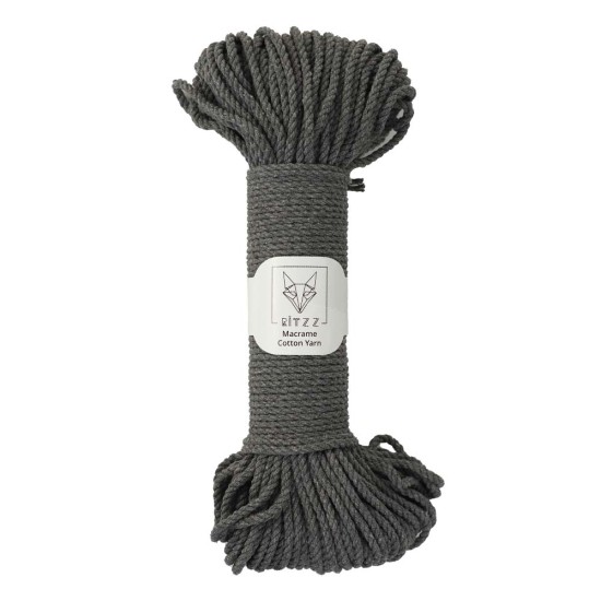 Pamuk Halat İp 4mm 3 Büküm Koyu Gri