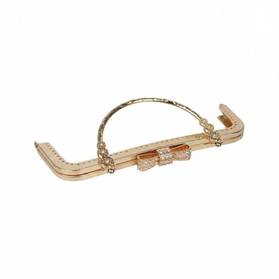 Taşlı Fiyonklu Metal Çanta Bursu 20 CM