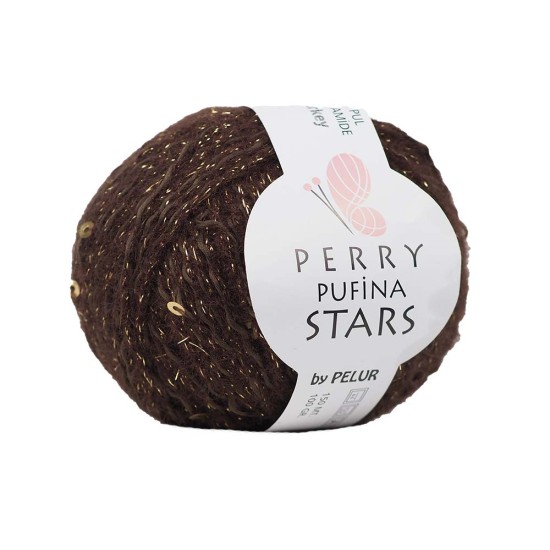 Perry Pufina Stars Koyu Kahve – Gold Pul