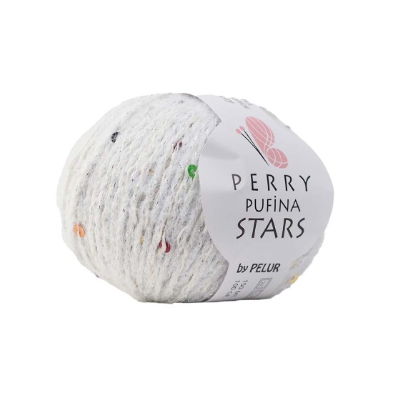 Perry Pufina Stars Beyaz – Renkli Pul