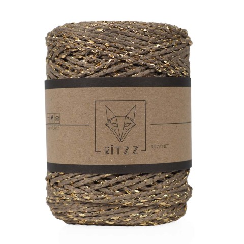 Luvia Polyester Simli Çanta İpi Bej – Gold Sim