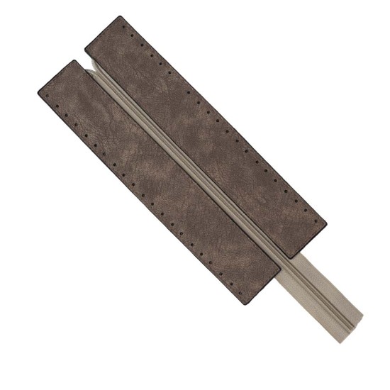 Premium Suni Deri Fermuar 26×10 CM (Gümüş)