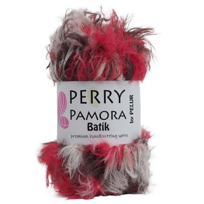 Perry Pamora Batik Uzun Tüylü Kırmızı Kahve