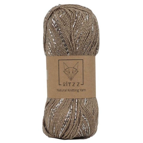 KnittingTR Koton Floş Simli – Koyu Bej Gümüş