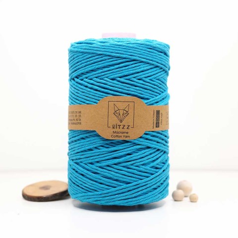Turkuaz Tek Burgulu Pamuk İp String Makrome İpi // 3mm