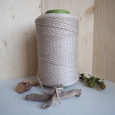 Bej Tek Burgulu Pamuk İp String Makrome İpi // 2mm