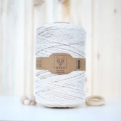Ekru Tek Burgulu Pamuk İp String Makrome İp 3mm