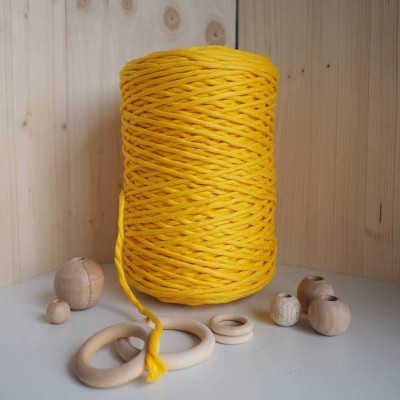 Sarı Tek Burgulu Pamuk İp String Makrome İpi // 3mm Sarı Tek Burgulu Pamuk İp String Makrome İpi // 3mm